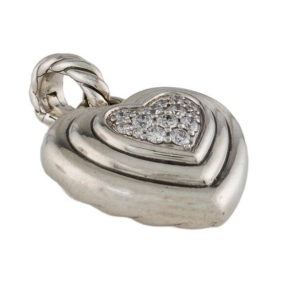 DAVID YURMAN DIAMOND 0.17 CTW STERLING SILVER 925 SCULPTED CABLE HEART PENDANT - Picture 6 of 9